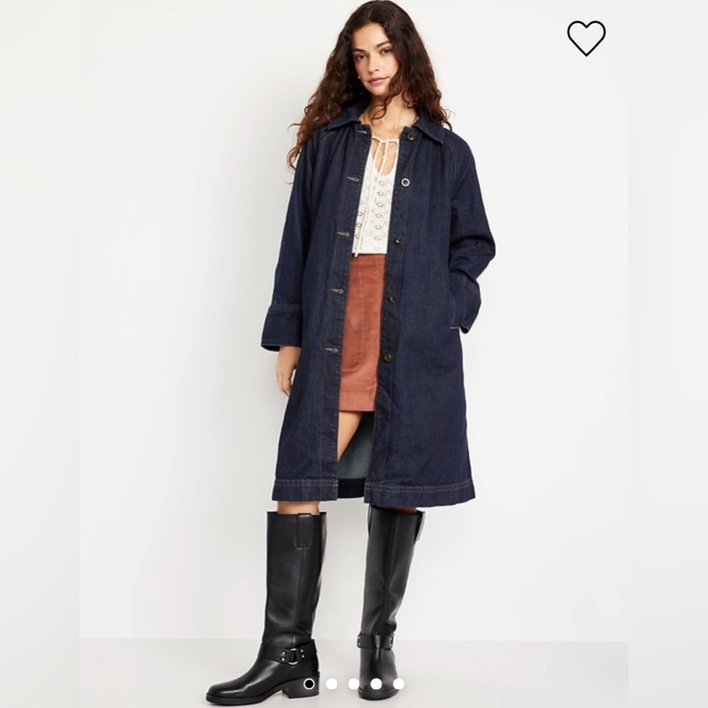 Stylish Denim Barn Coat, Dark Blue